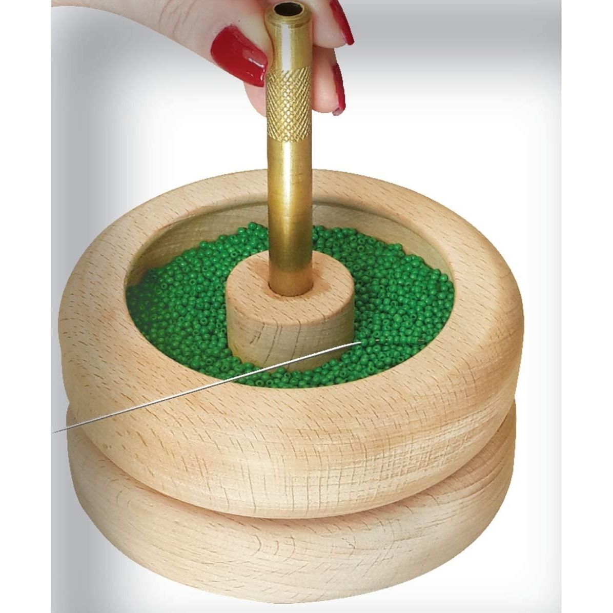 nurge wooden bead spinner, jewelry making bead holder, beading spinner bowl