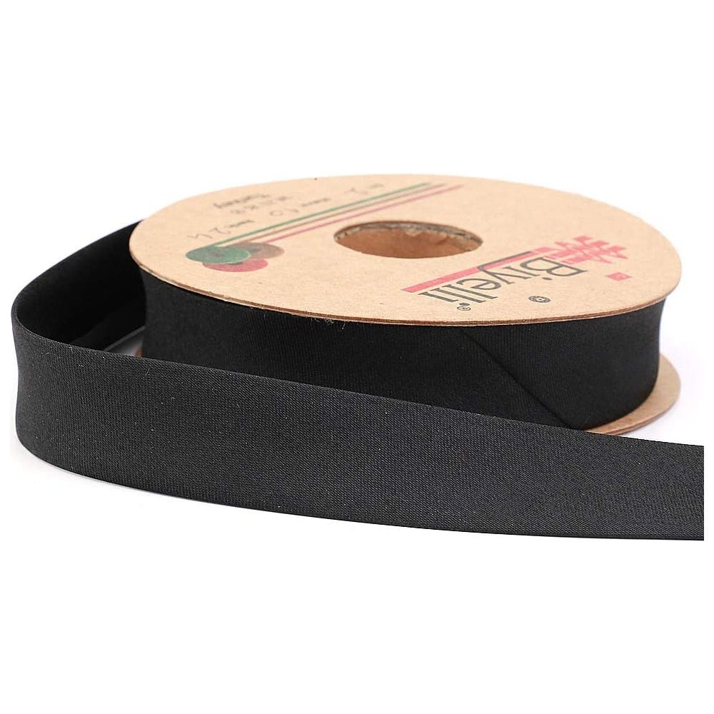 polyester satin bias binding tape (single fold) 20mm-13/16inch (10meters-10.93yds) 10 meter / black