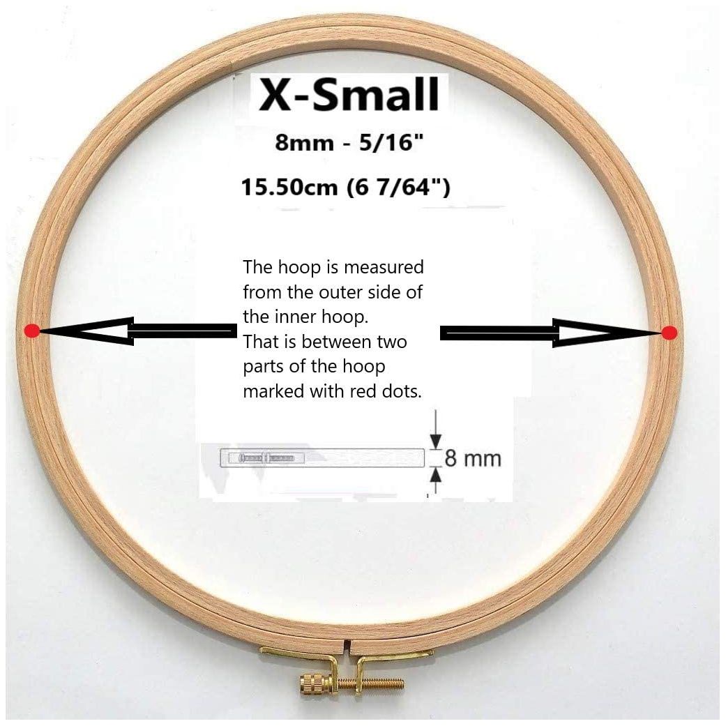 natural beech wood 8mm fine polished round embroidery hoop with brass adjustment screw x-small
