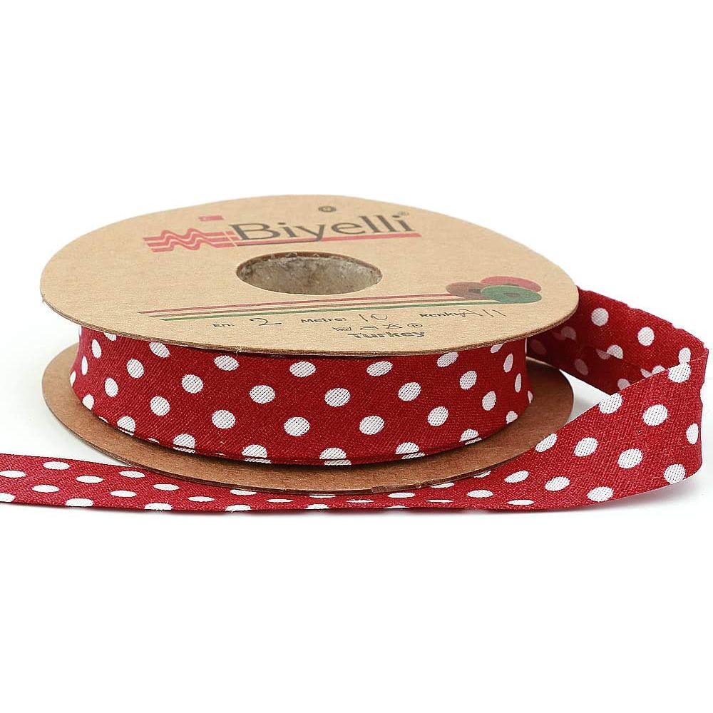 white polka dot bias binding tape (single fold) 20mm-13/16inch (10meters-10.93yds) various colors, diy garment accessories 10 meter / burgundy