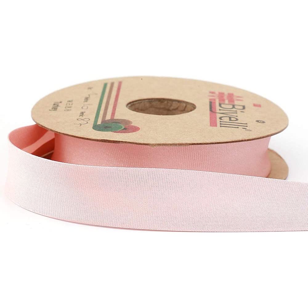 polyester satin bias binding tape (single fold) 20mm-13/16inch (10meters-10.93yds) 10 meter / powder pink