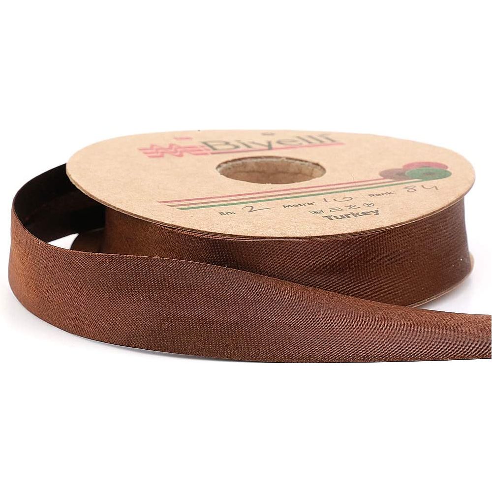 polyester satin bias binding tape (single fold) 20mm-13/16inch (10meters-10.93yds) 10 meter / brown
