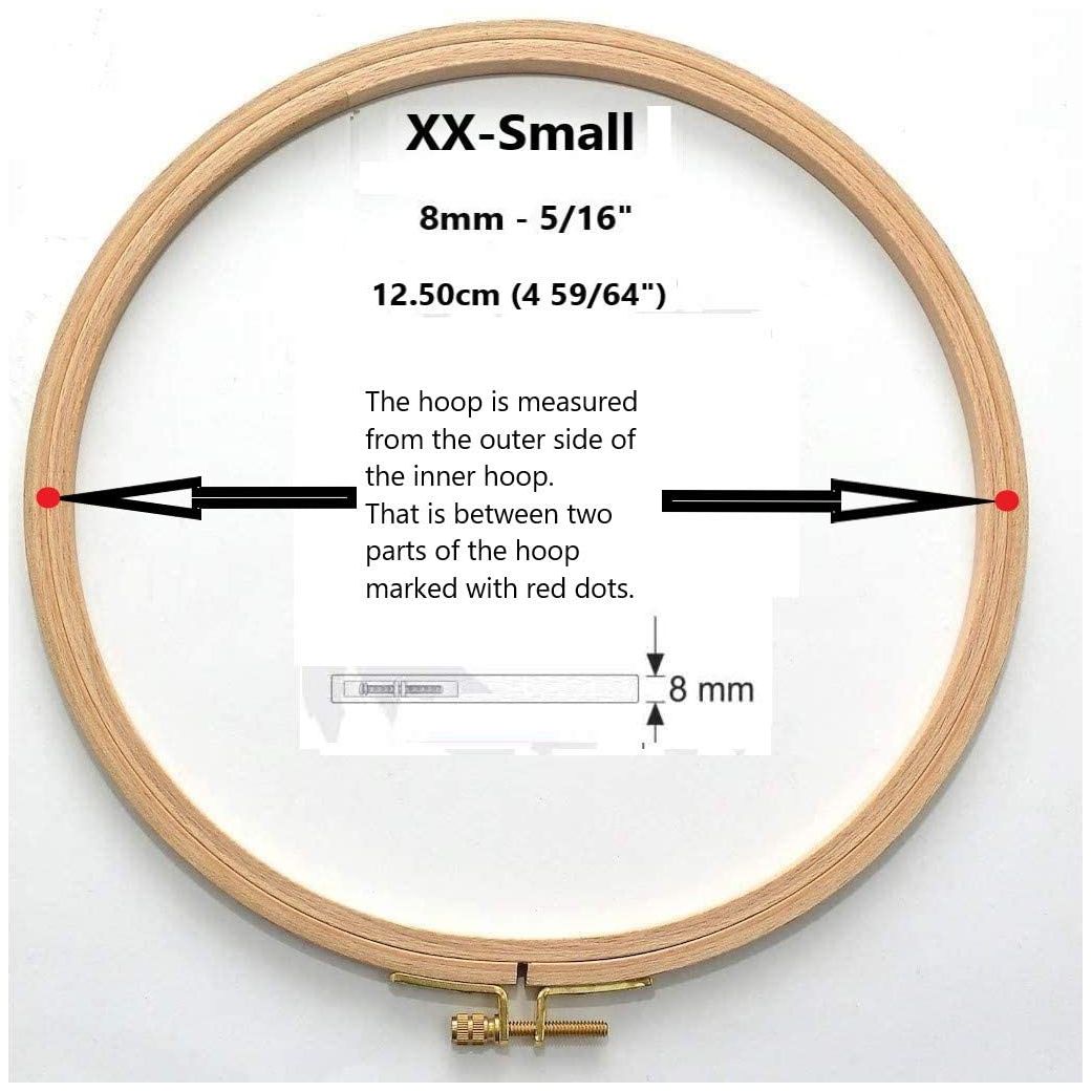 natural beech wood 8mm fine polished round embroidery hoop with brass adjustment screw xx-small