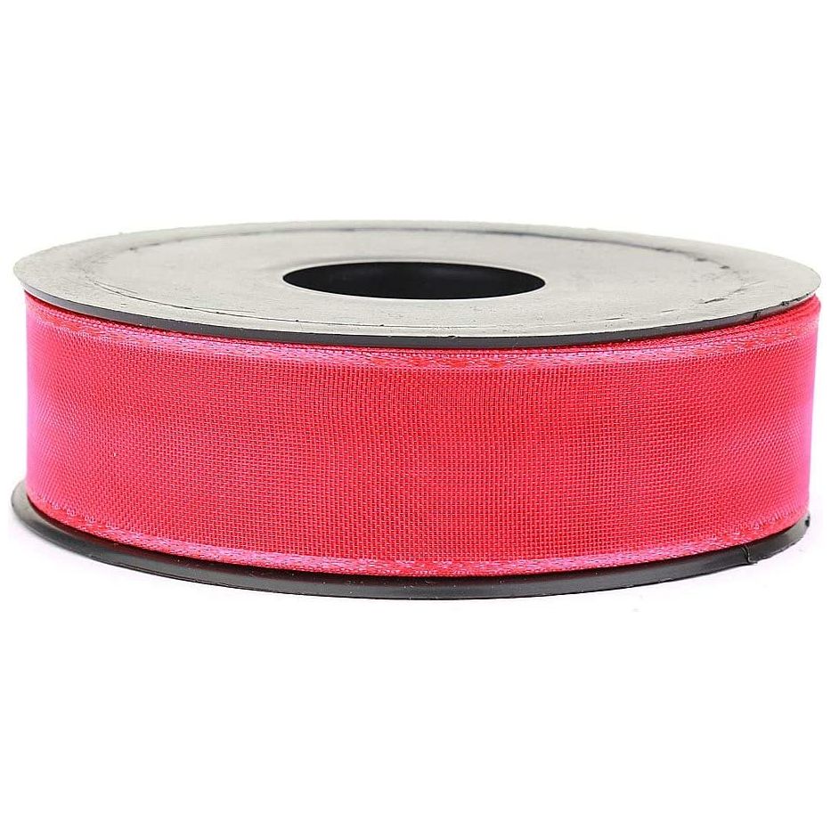 20 mt (21.9 yard) long 1" wide sheer organza ribbon for sewing embellishment ribbon for crafts gift wrapping wedding party decorations fuschia