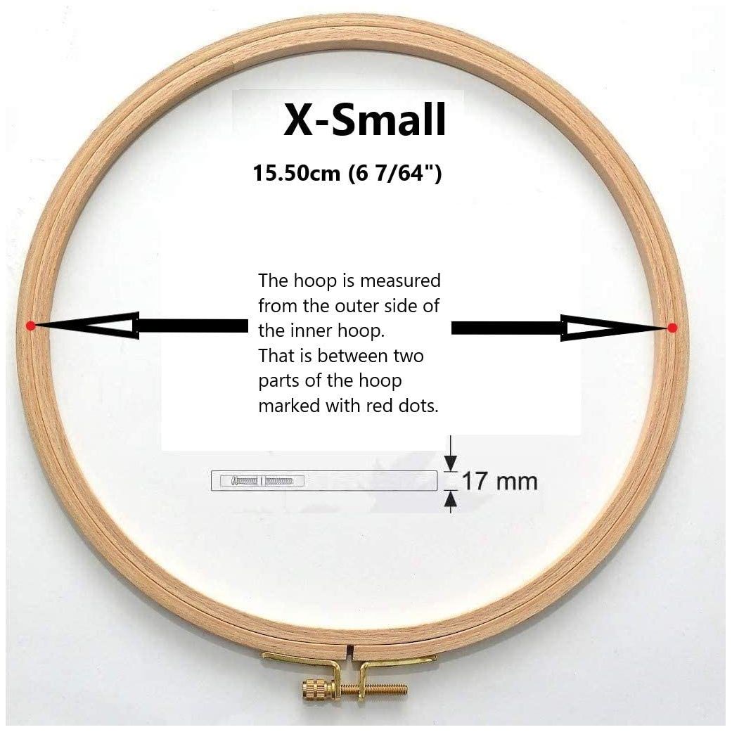 natural beech wood 17 mm fine polished round embroidery hoop with brass adjustment screw x-small