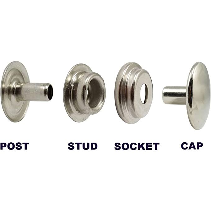 Hobby Trendy Stainless Steel Metal Silvertone Nickel Plate 15 mm Utility Snap Buttons ( Line 24 - 24L)