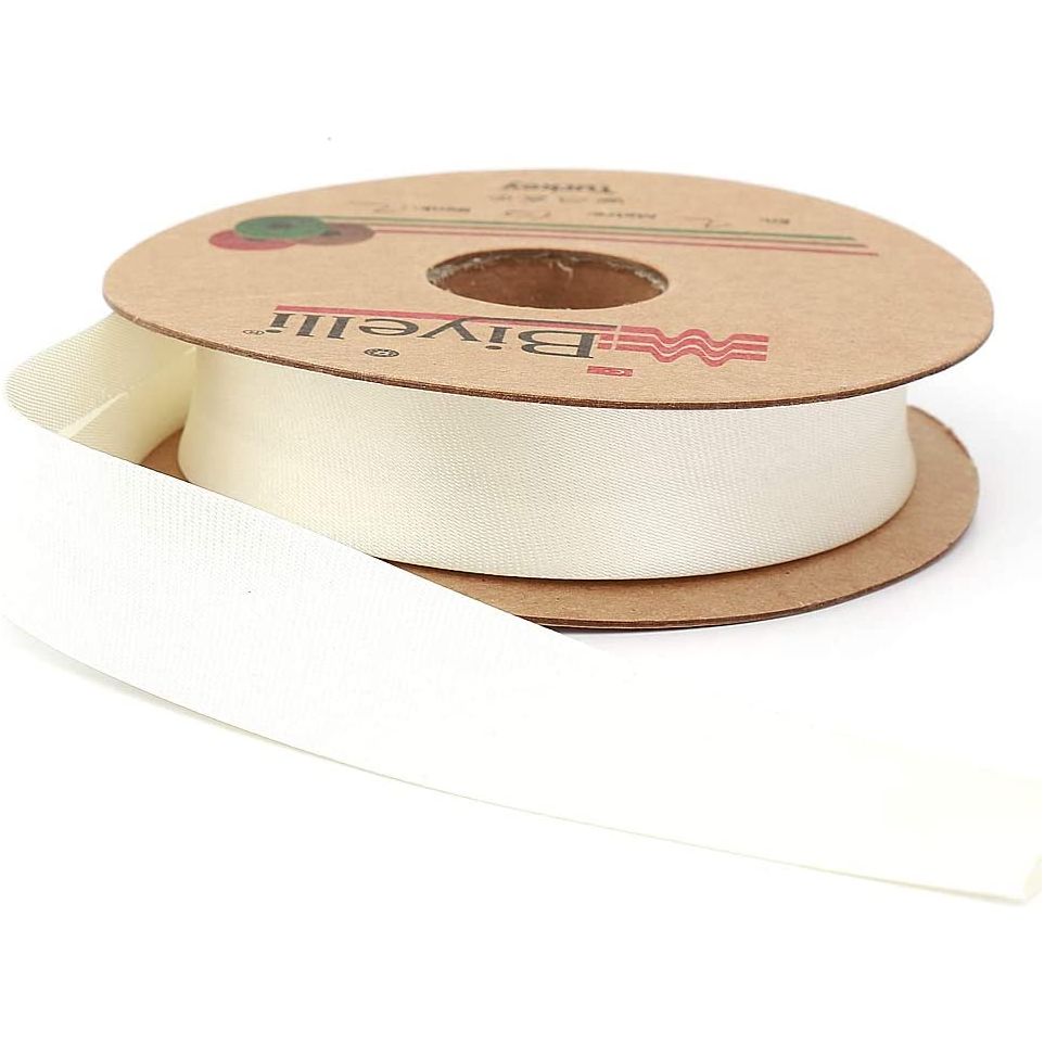 polyester satin bias binding tape (single fold) 20mm-13/16inch (10meters-10.93yds) 10 meter / cream