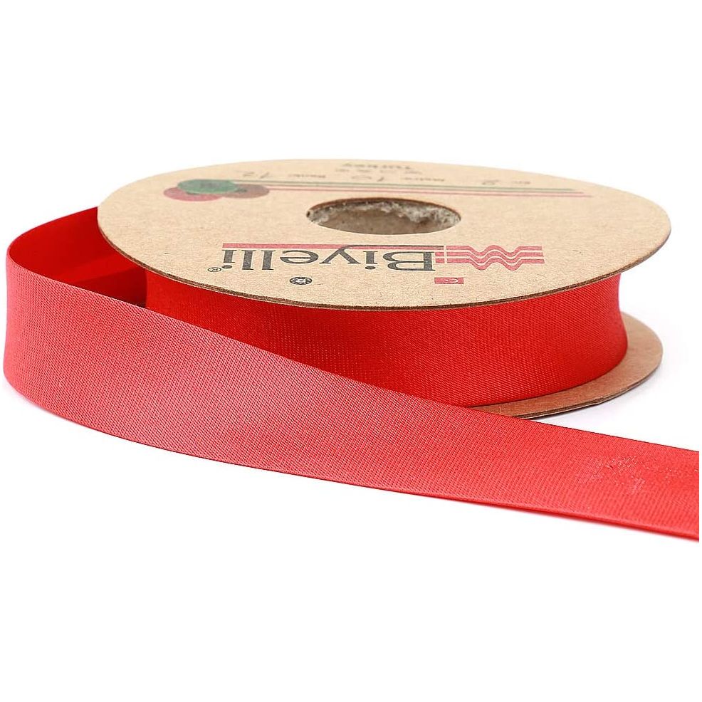 polyester satin bias binding tape (single fold) 20mm-13/16inch (10meters-10.93yds) 10 meter / red