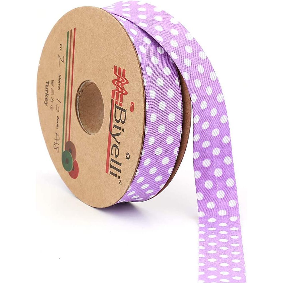 white polka dot bias binding tape (single fold) 20mm-13/16inch (10meters-10.93yds) various colors, diy garment accessories