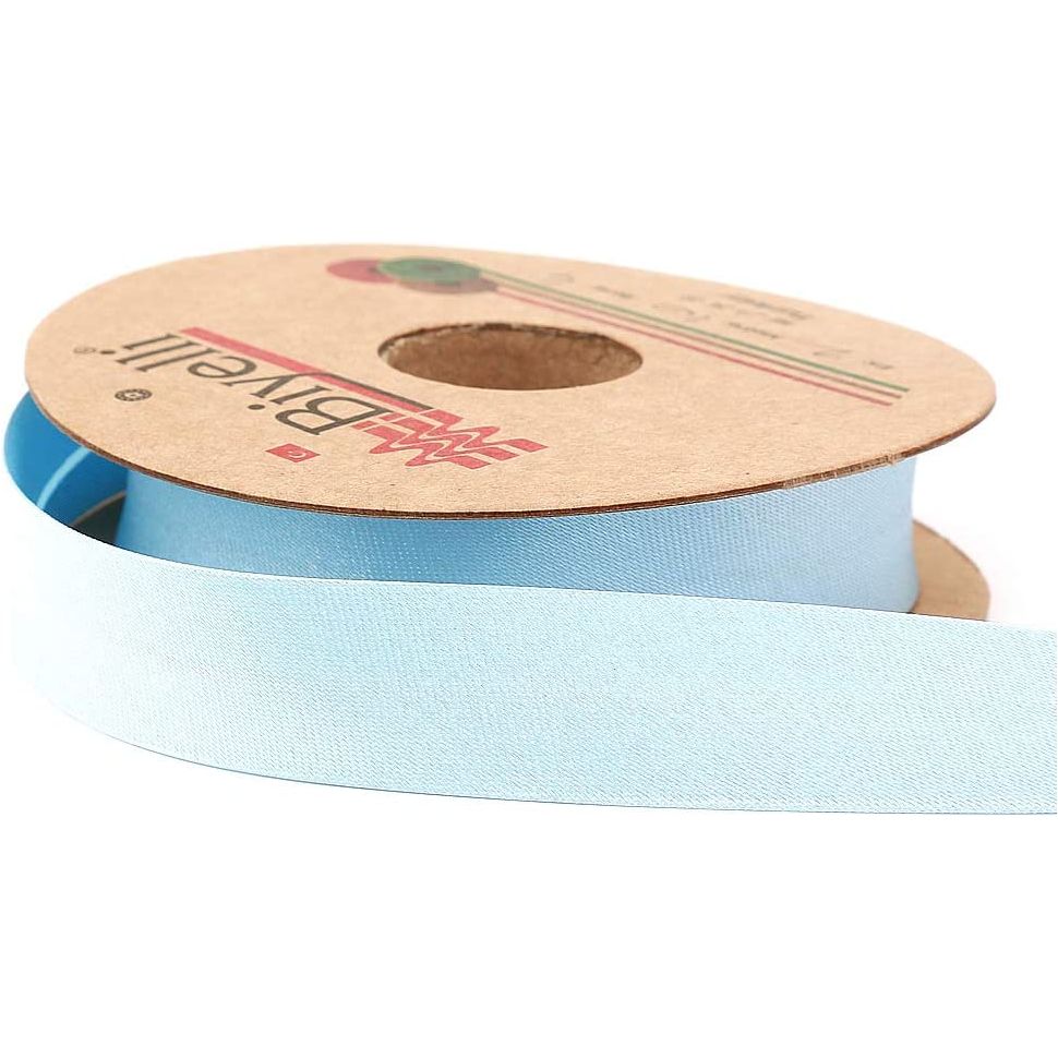 polyester satin bias binding tape (single fold) 20mm-13/16inch (10meters-10.93yds) 10 meter / light blue