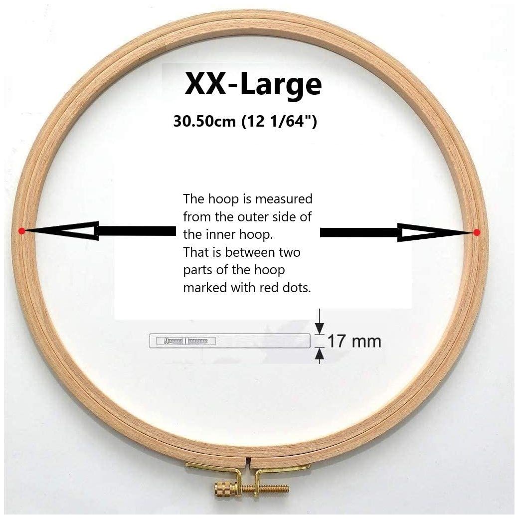 natural beech wood 17 mm fine polished round embroidery hoop with brass adjustment screw xx-large