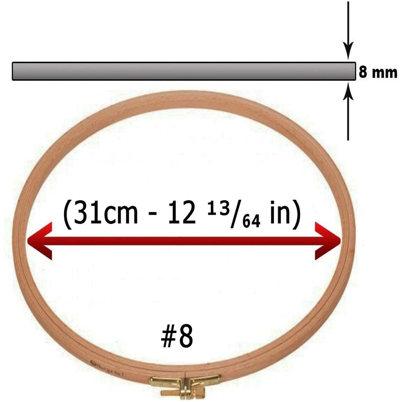 natural beech wood round quilt embroidery hoop with 8 different sizes to choose from 31cm - 12 ¹³/₆₄ in
