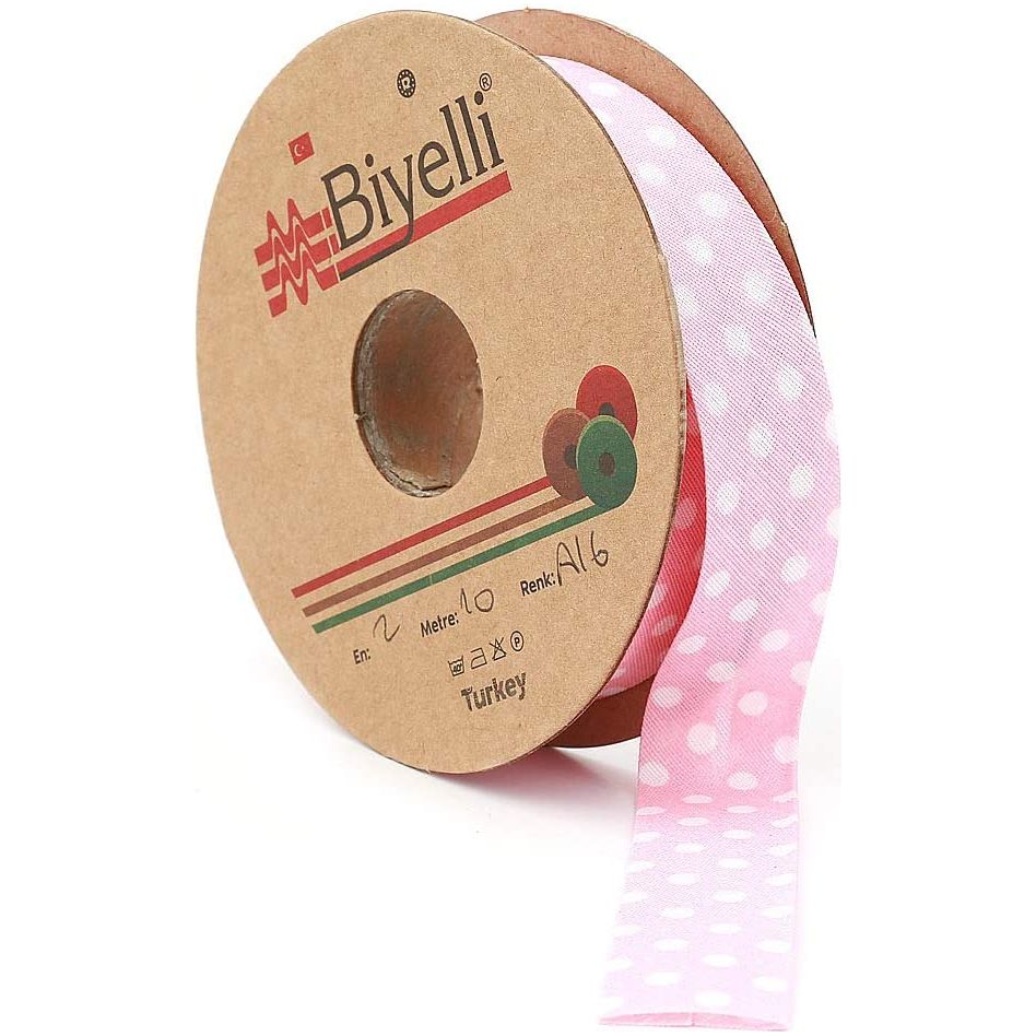 white polka dot bias binding tape (single fold) 20mm-13/16inch (10meters-10.93yds) various colors, diy garment accessories