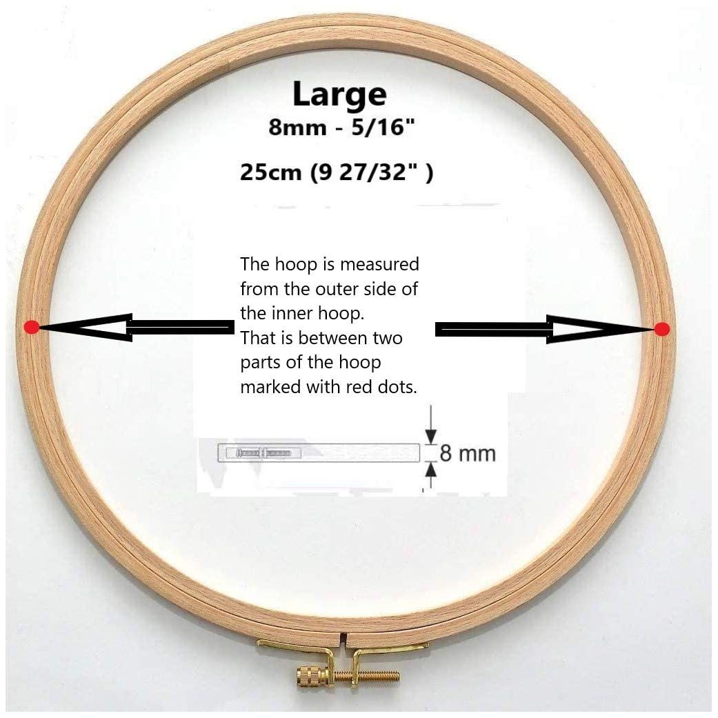 natural beech wood 8mm fine polished round embroidery hoop with brass adjustment screw large