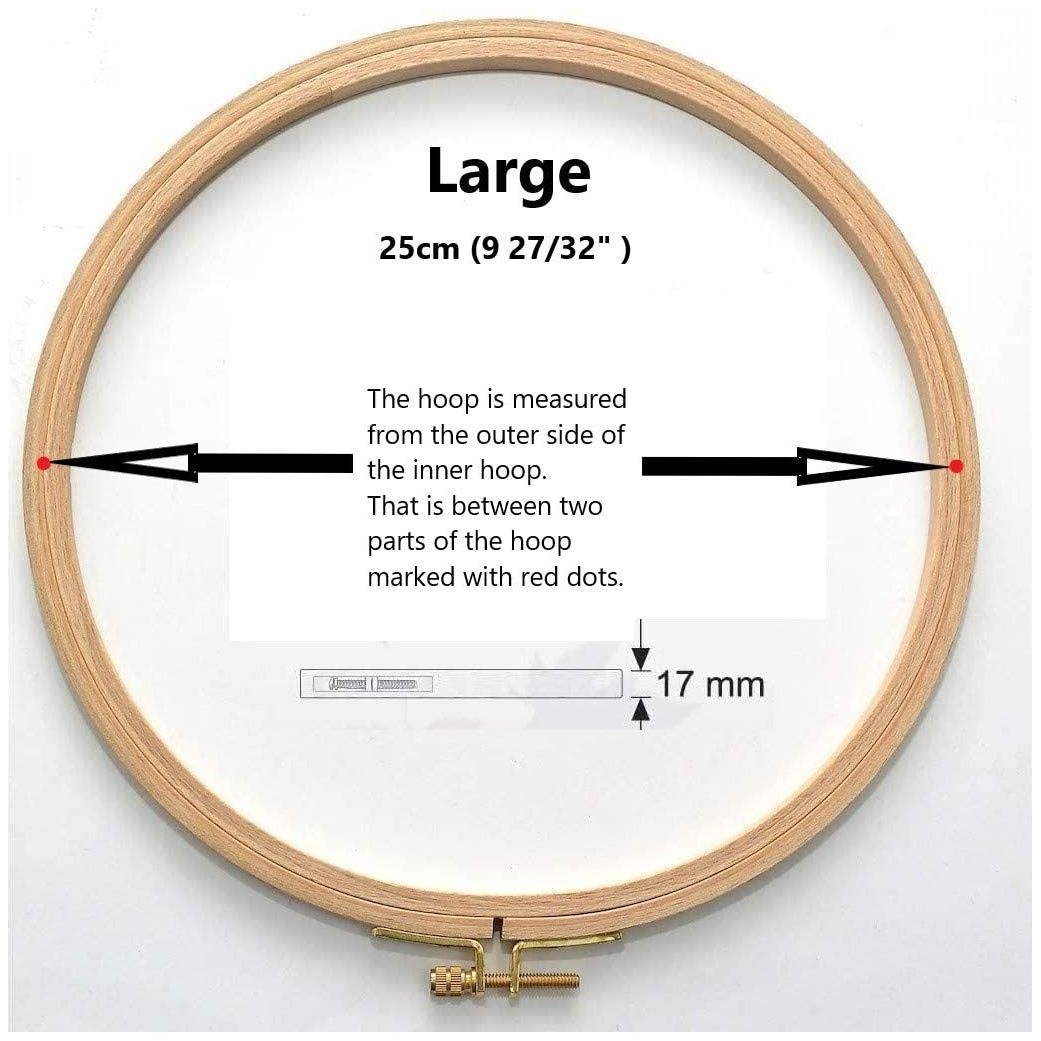 natural beech wood 17 mm fine polished round embroidery hoop with brass adjustment screw large