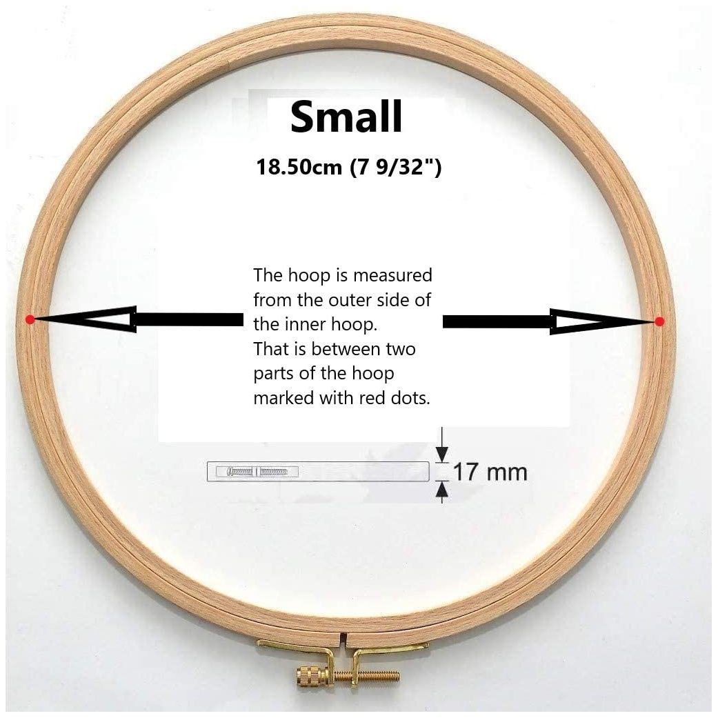 natural beech wood 17 mm fine polished round embroidery hoop with brass adjustment screw small