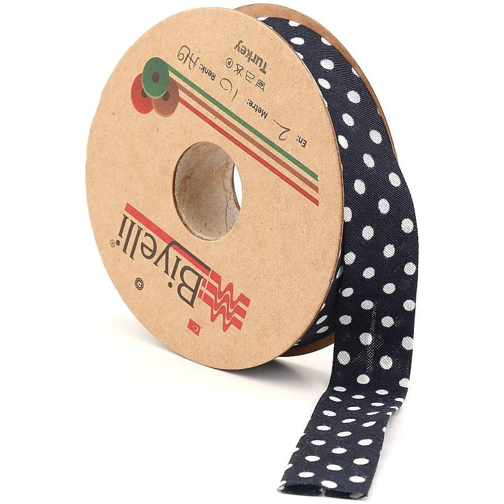white polka dot bias binding tape (single fold) 20mm-13/16inch (10meters-10.93yds) various colors, diy garment accessories