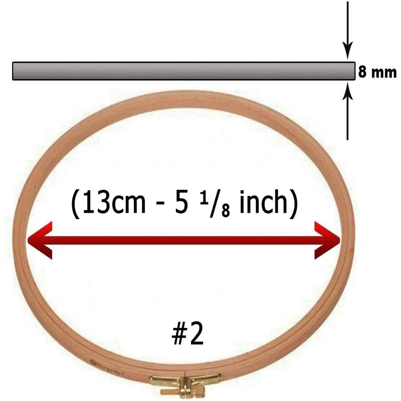 natural beech wood round quilt embroidery hoop with 8 different sizes to choose from 13cm - 5 ¹/₈ in