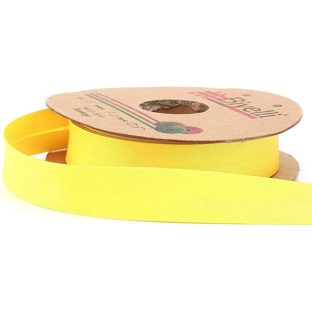 polyester satin bias binding tape (single fold) 20mm-13/16inch (10meters-10.93yds) 10 meter / yellow