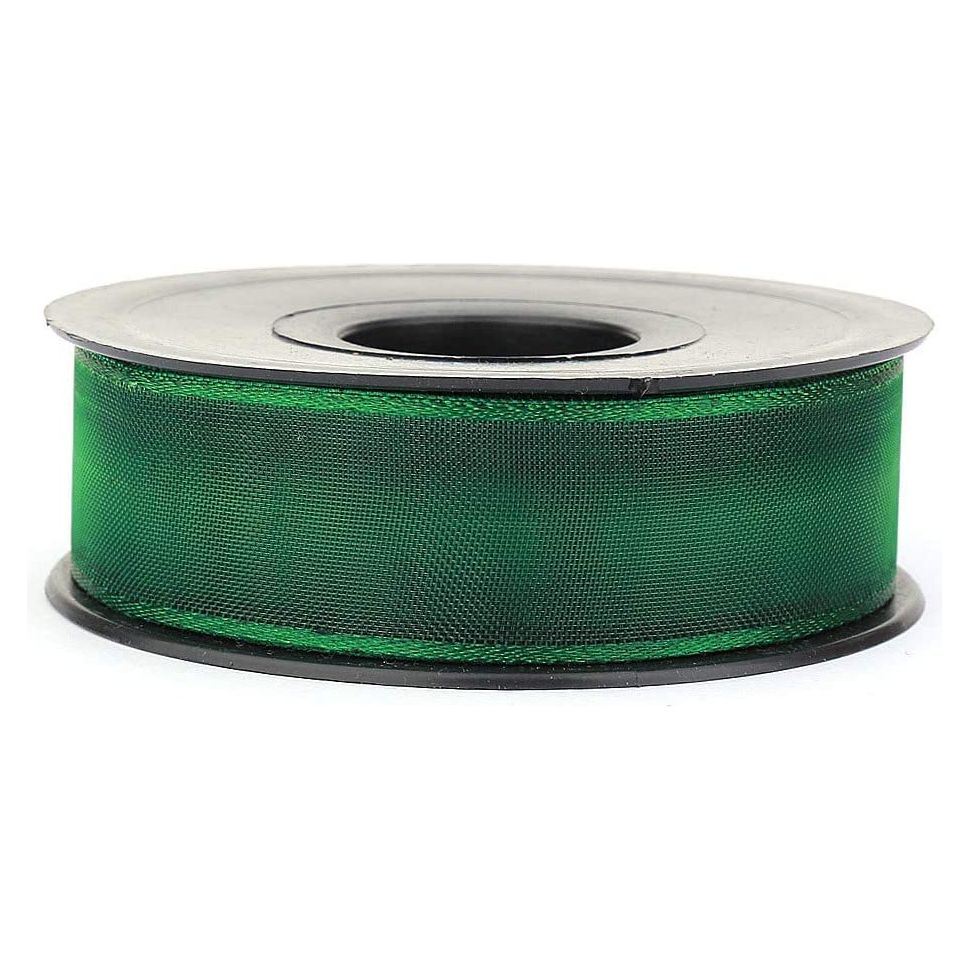 20 mt (21.9 yard) long 1" wide sheer organza ribbon for sewing embellishment ribbon for crafts gift wrapping wedding party decorations green #2