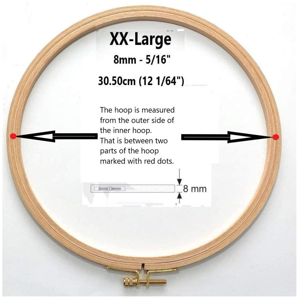 natural beech wood 8mm fine polished round embroidery hoop with brass adjustment screw xx-large