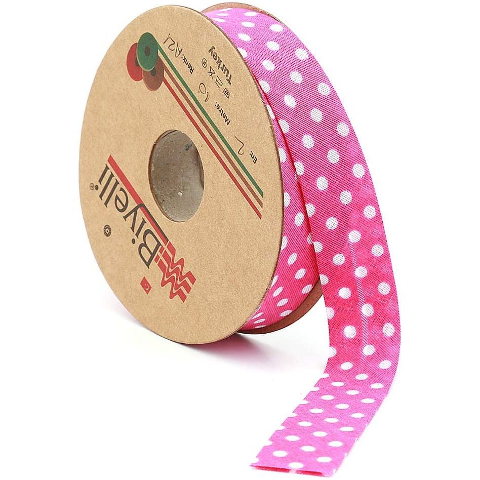white polka dot bias binding tape (single fold) 20mm-13/16inch (10meters-10.93yds) various colors, diy garment accessories