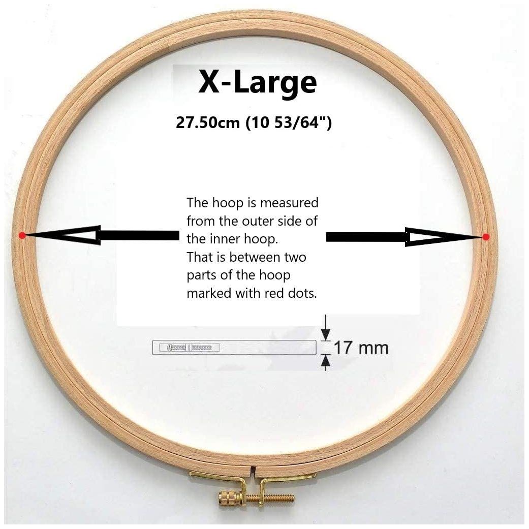 natural beech wood 17 mm fine polished round embroidery hoop with brass adjustment screw x-large