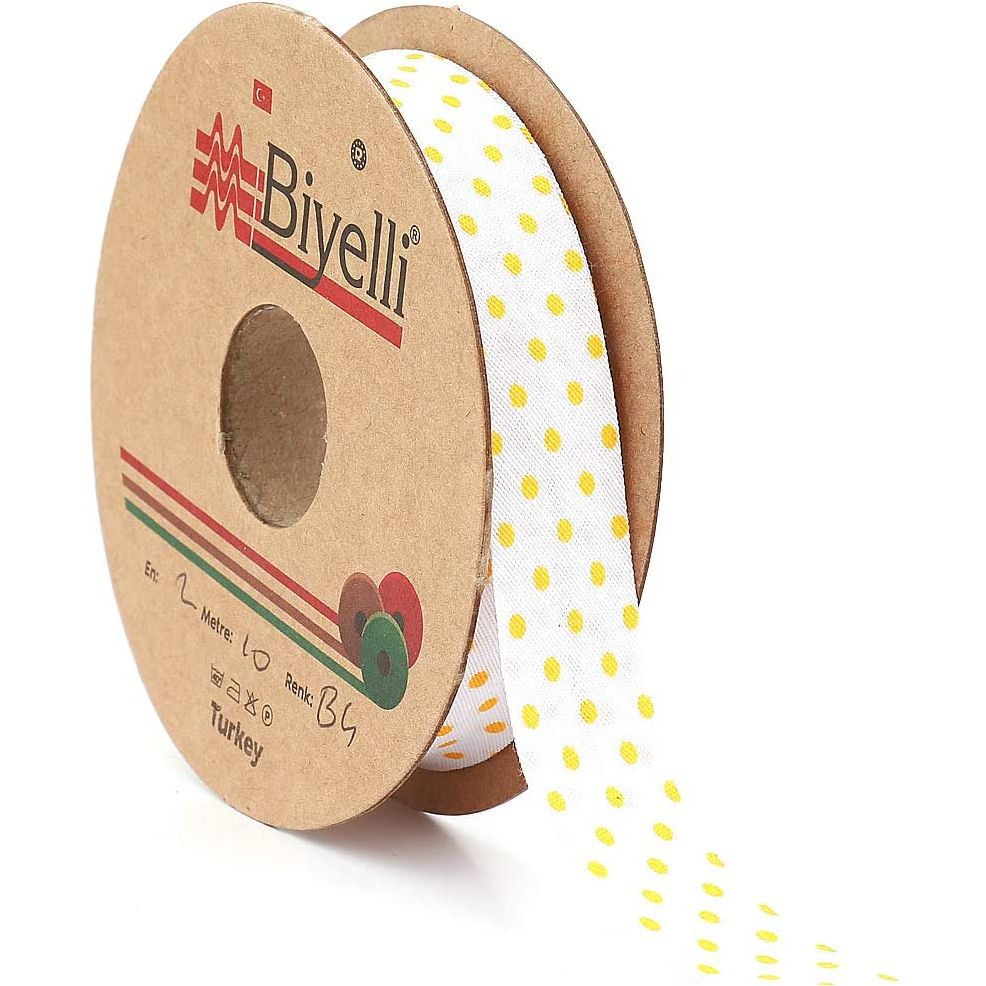 white bias binding tape with polka dots (single fold) 20mm-13/16inch (10meters-10.93yds) various colors, diy garment accessories