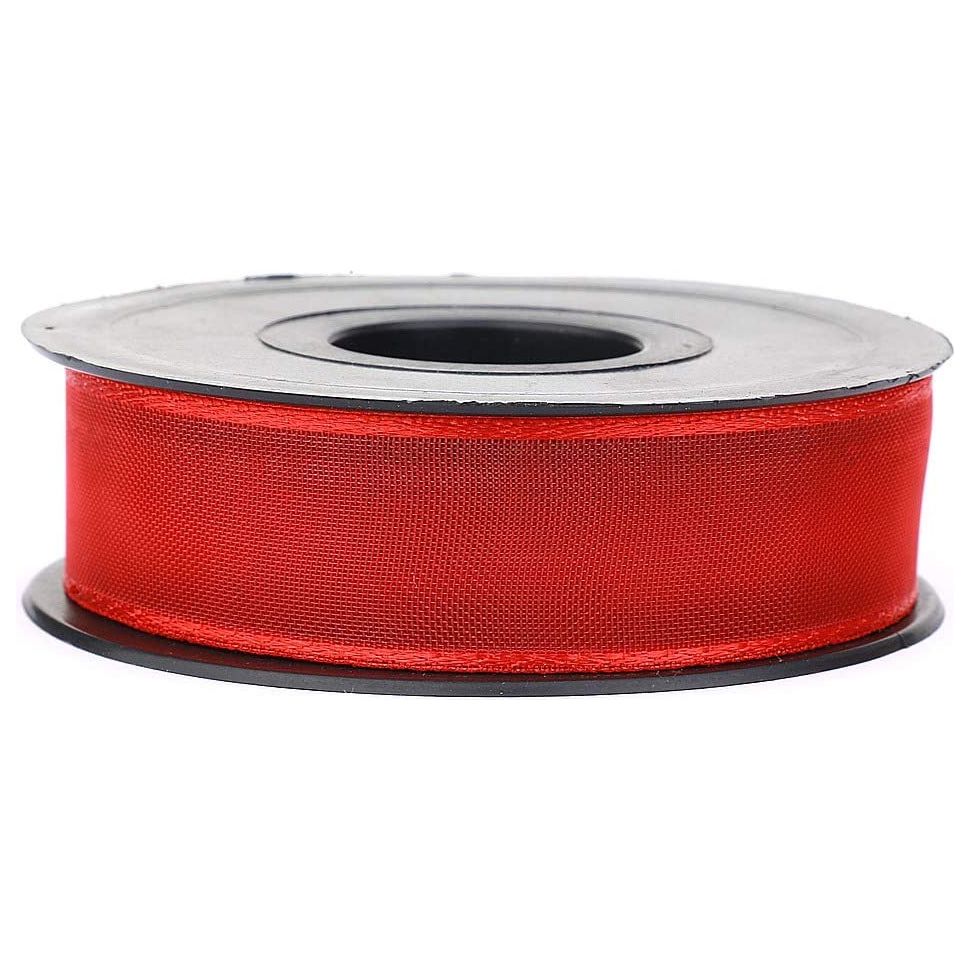 20 mt (21.9 yard) long 1" wide sheer organza ribbon for sewing embellishment ribbon for crafts gift wrapping wedding party decorations red