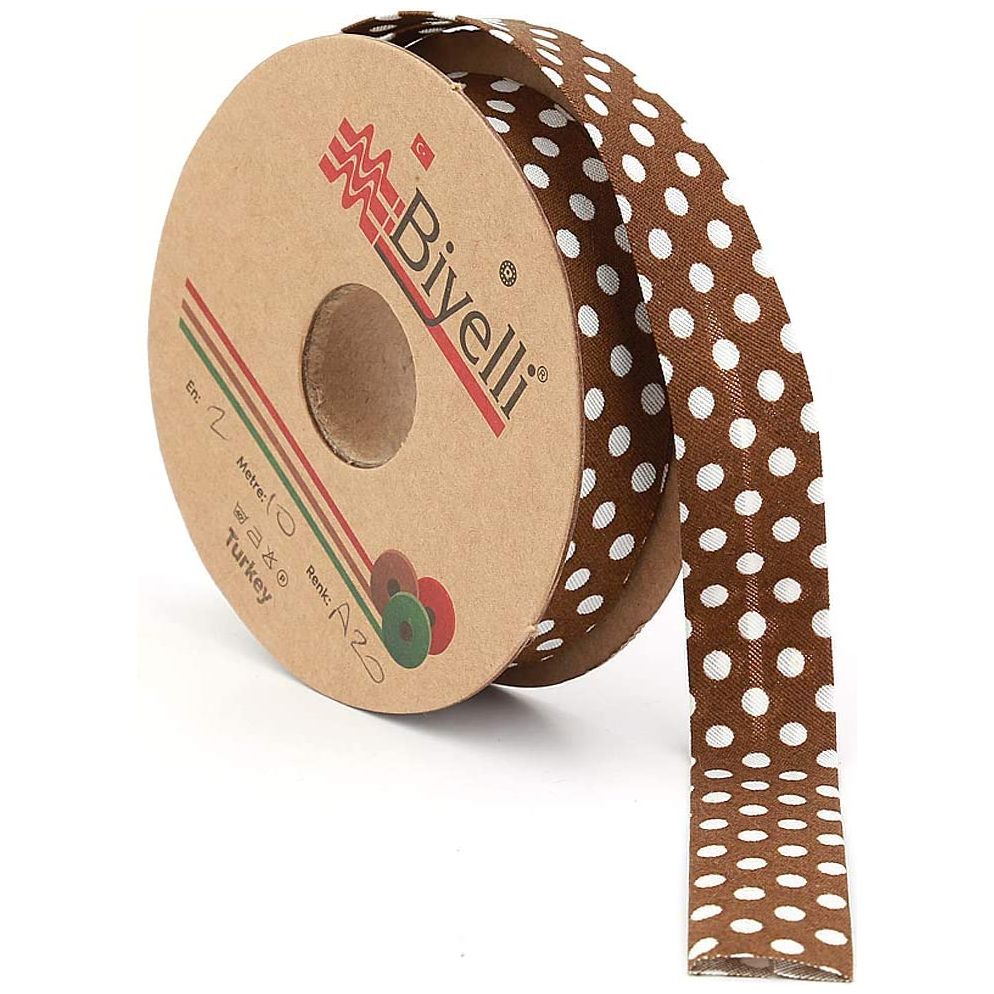 white polka dot bias binding tape (single fold) 20mm-13/16inch (10meters-10.93yds) various colors, diy garment accessories