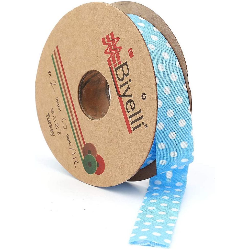 white polka dot bias binding tape (single fold) 20mm-13/16inch (10meters-10.93yds) various colors, diy garment accessories