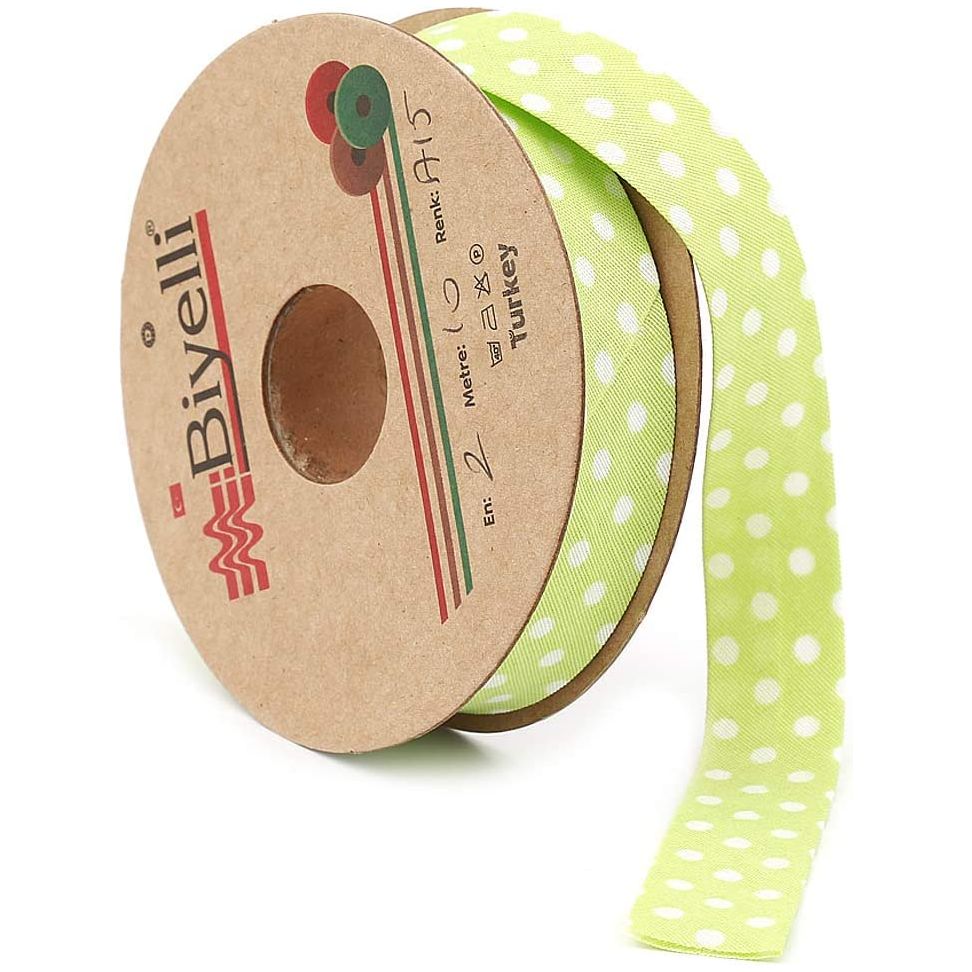 white polka dot bias binding tape (single fold) 20mm-13/16inch (10meters-10.93yds) various colors, diy garment accessories