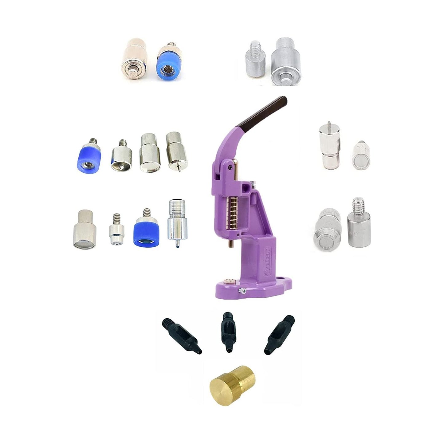 Mixed Dies Set with Hand Press Hole Punches, Essential Dies for Snap Buttons, Eyelets, Grommets, Rivets Setting