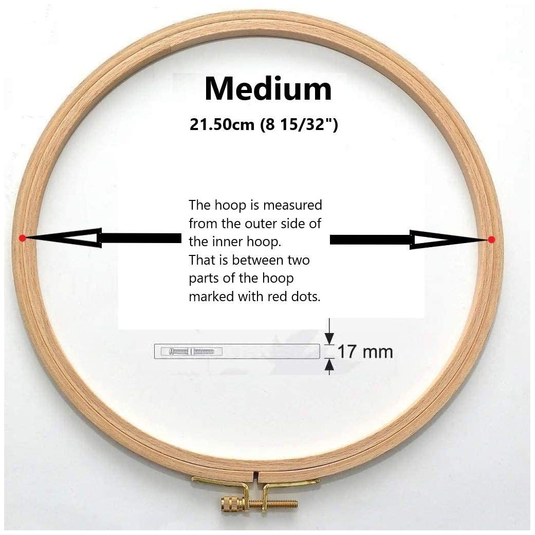 natural beech wood 17 mm fine polished round embroidery hoop with brass adjustment screw medium