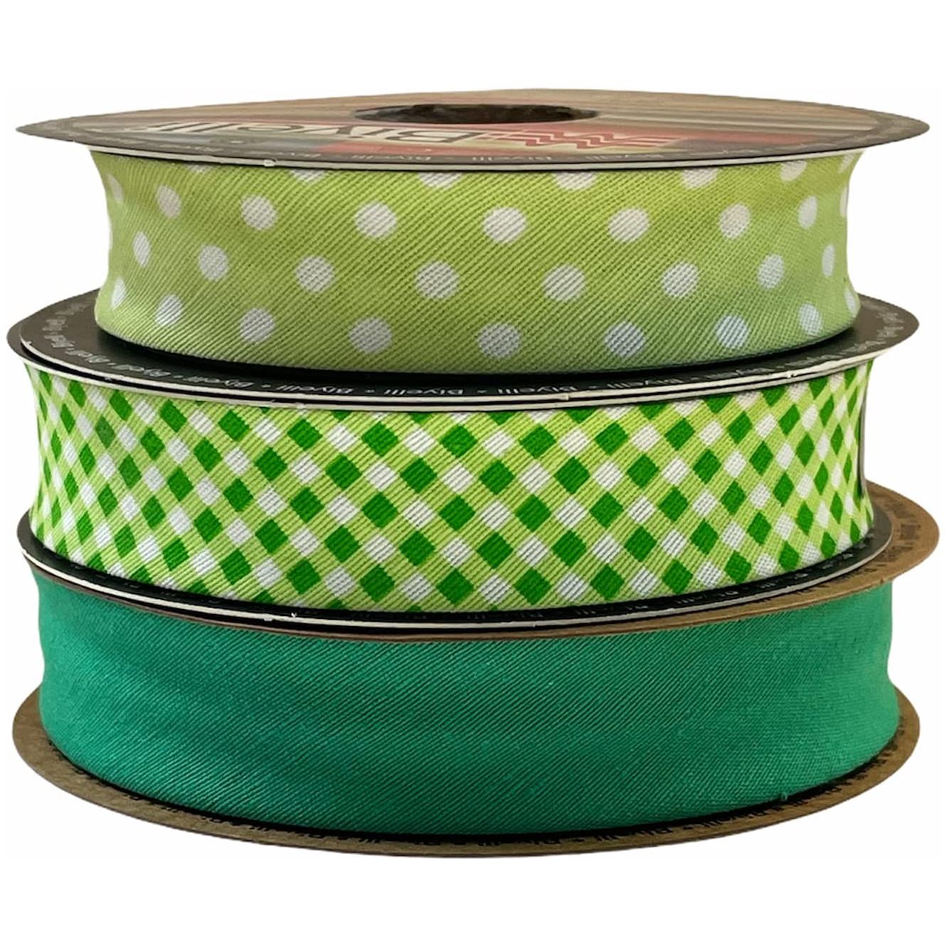 hobby trendy set of 3 cotton bias binding tape (single fold) 20mm-13/16inch (10meters-10.93yards each) 30meters /32.79 yards green