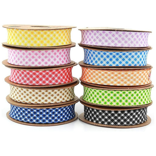 hobby trendy plaid bias binding tape (single fold) 20mm-13/16inch (25meters-27.34yds) garment accessories