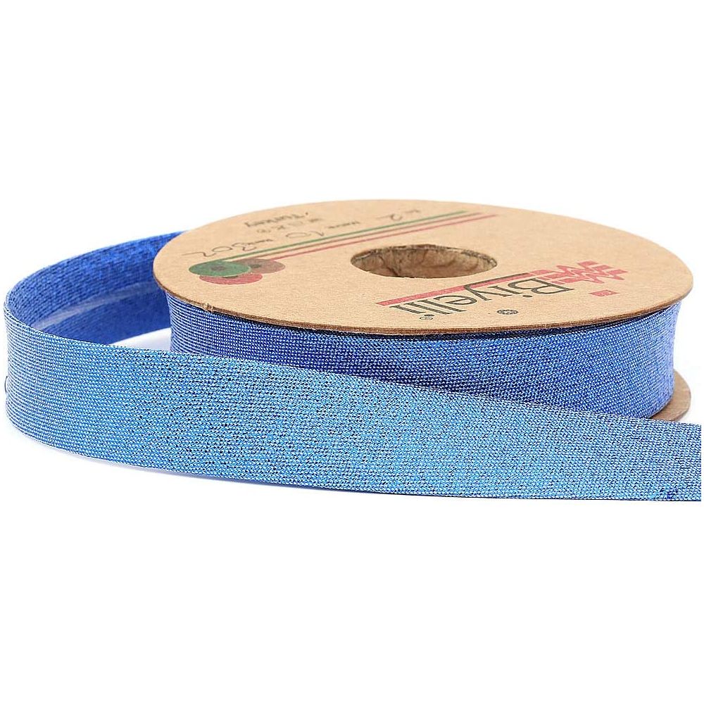 lurex shiny metallic bias binding single fold 20mm-13/16inch (10meters-10.93yds) blue