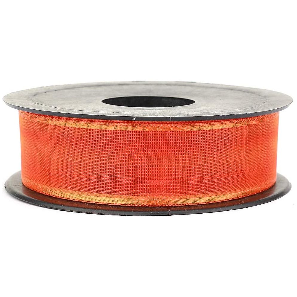 20 mt (21.9 yard) long 1" wide sheer organza ribbon for sewing embellishment ribbon for crafts gift wrapping wedding party decorations orange