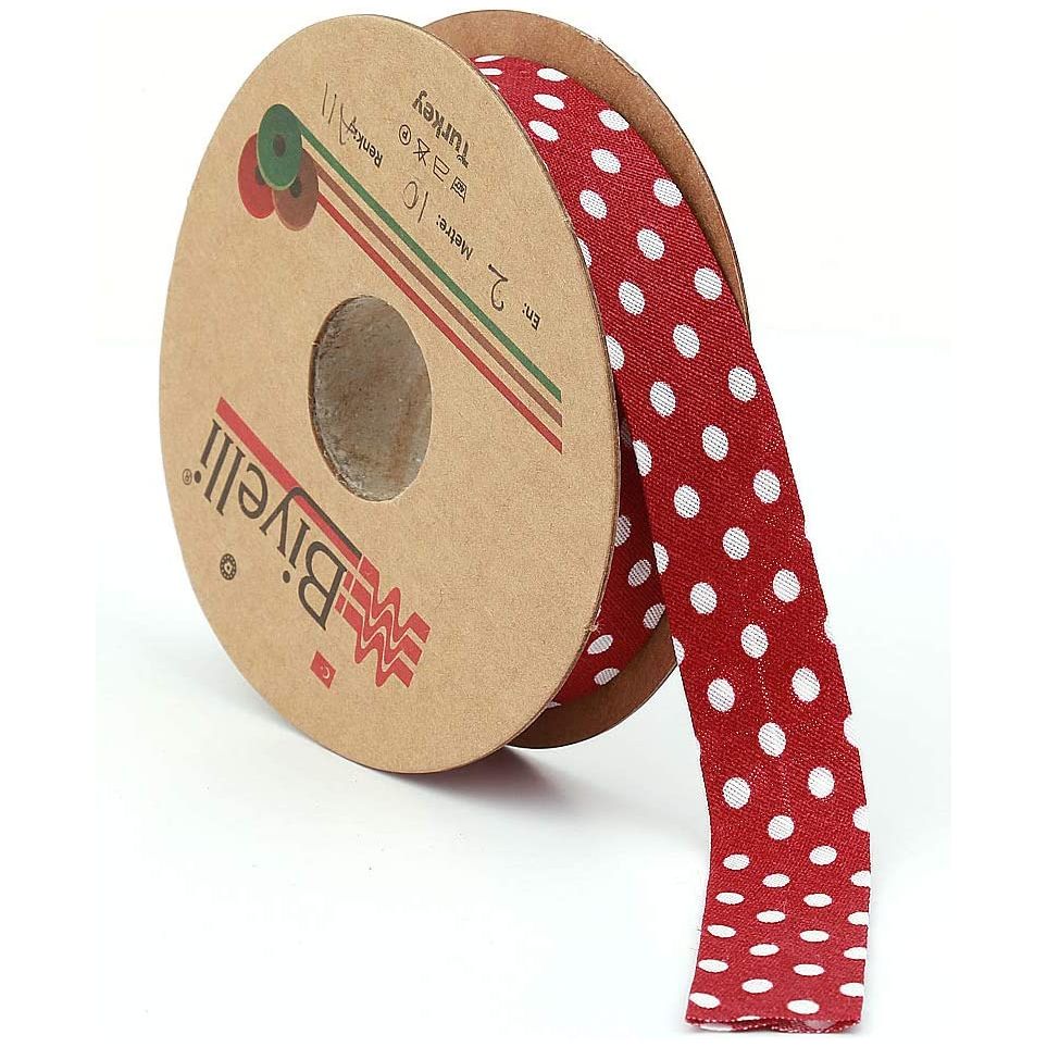 white polka dot bias binding tape (single fold) 20mm-13/16inch (10meters-10.93yds) various colors, diy garment accessories