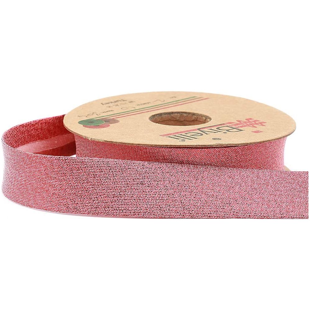 lurex shiny metallic bias binding single fold 20mm-13/16inch (10meters-10.93yds) red