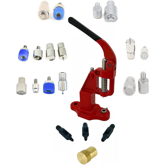 mixed dies set with hand press hole punches, essential dies for snap buttons, eyelets, grommets, rivets setting (navy press)…