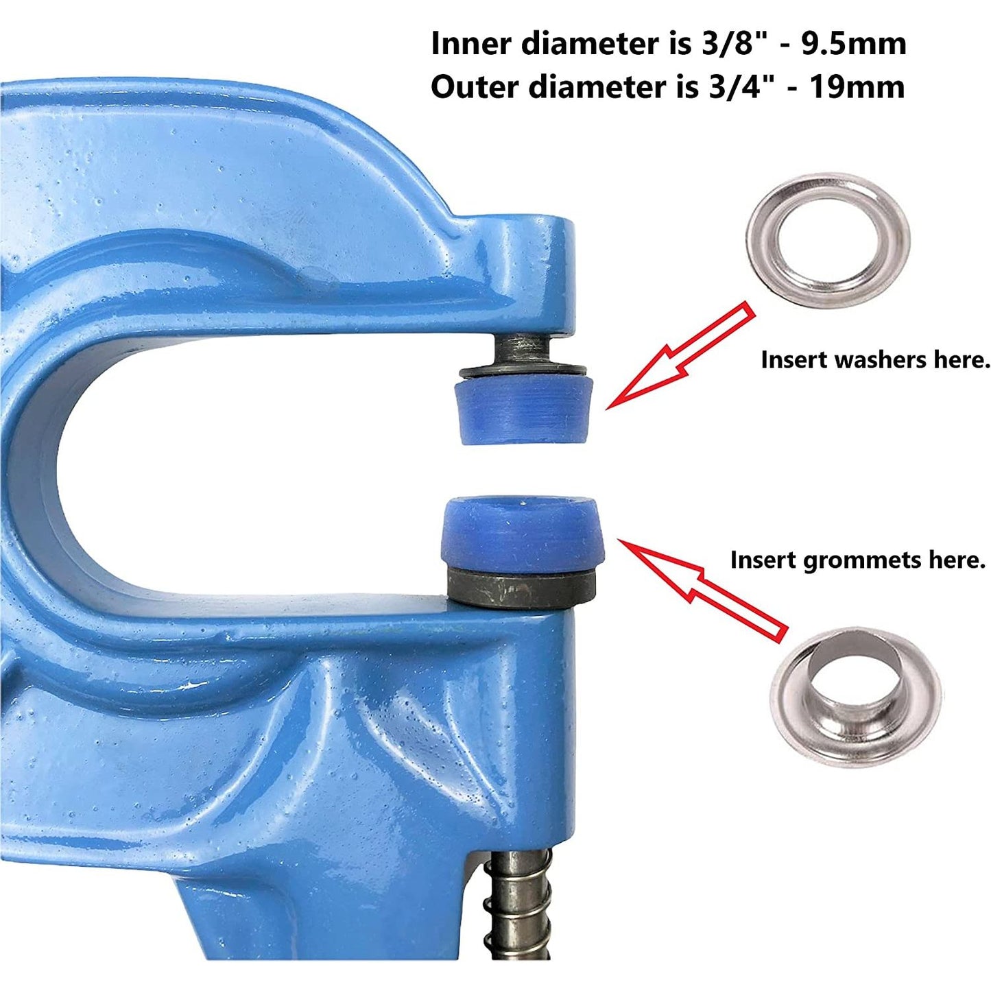 Portable Hand Pliers for Grommets with 100 pcs Self piercing 3/8" Eyelets and #24 Dies