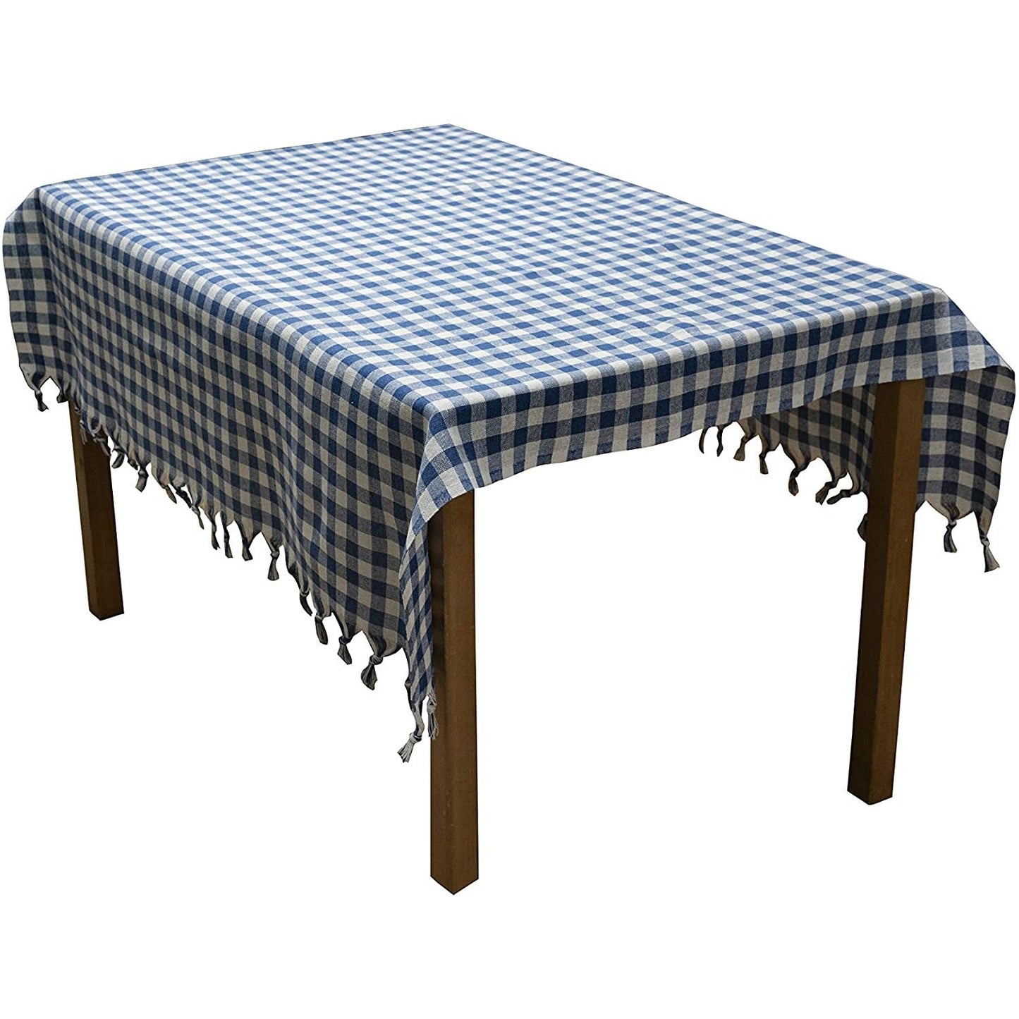 hobby trendy square plaid table cloth, self fringe table cloth, checkered table cloth 54 x 54 inch for family holiday,camping picnic (#1)