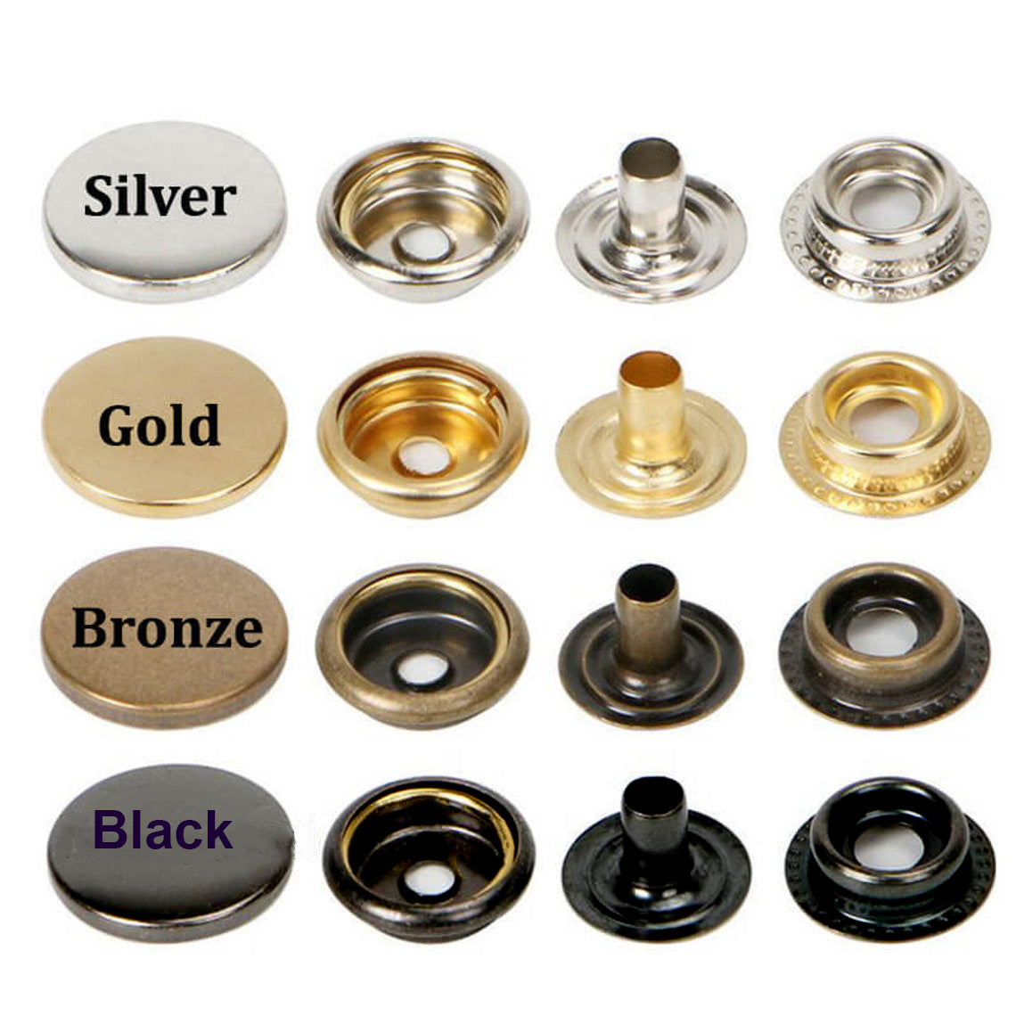 12.5 mm System 54 Round Metal Snap Buttons 720 Sets / Bronze