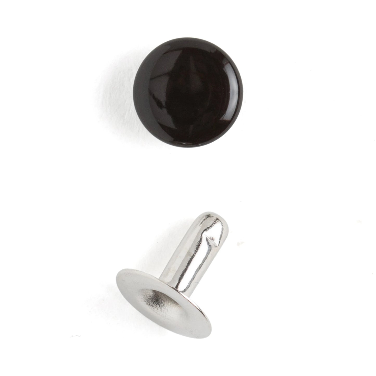 9 mm glossy black single cap rivets