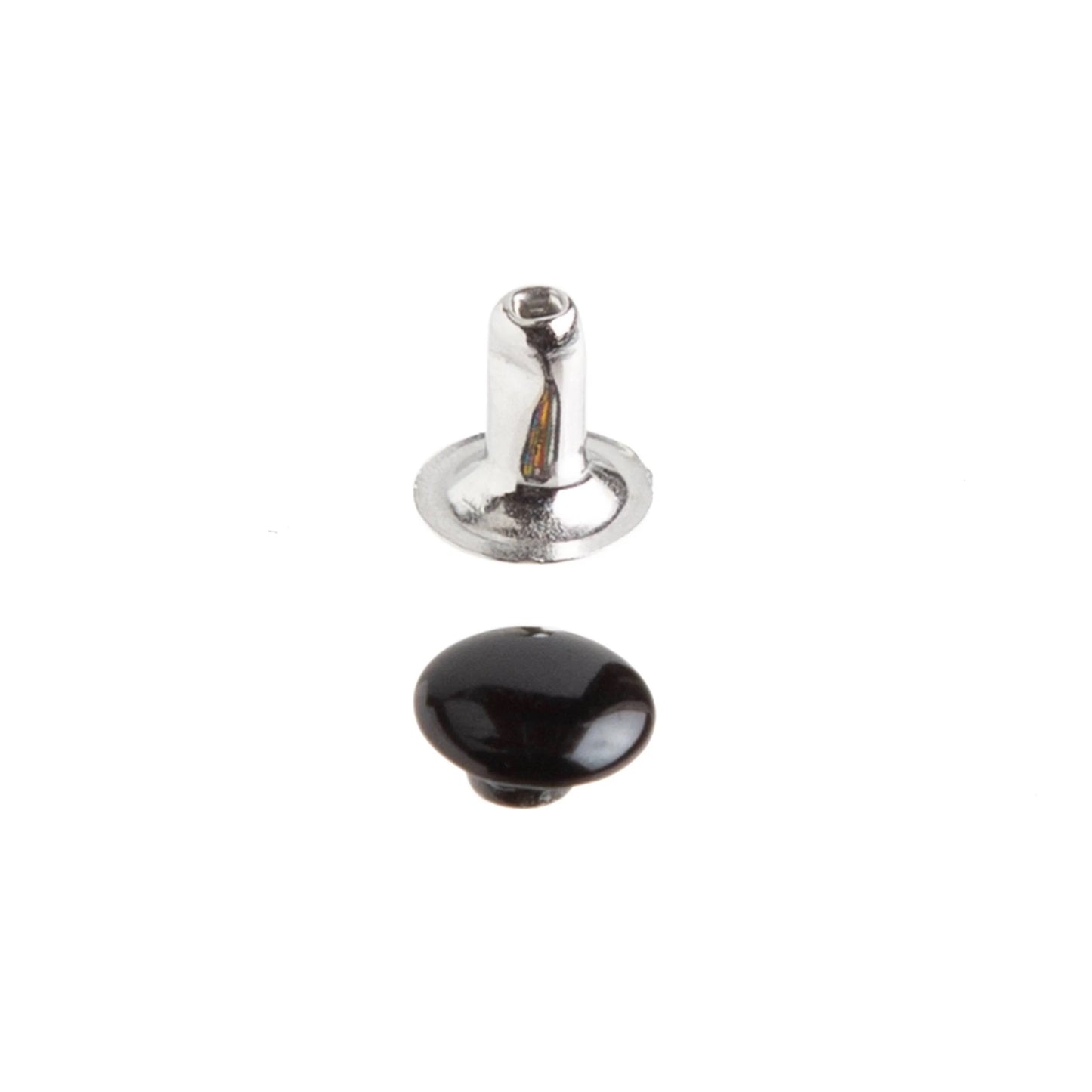 9 mm glossy black single cap rivets