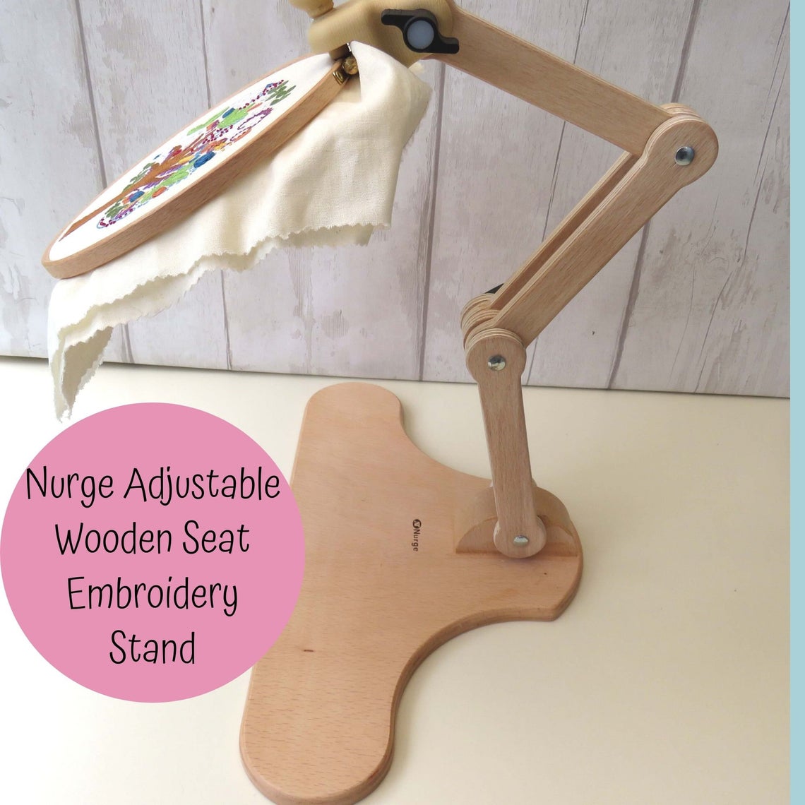 Nurge Premium Quality Adjustable Embroidery Seat Frame Stand, for Embroideries, Cross Stitch