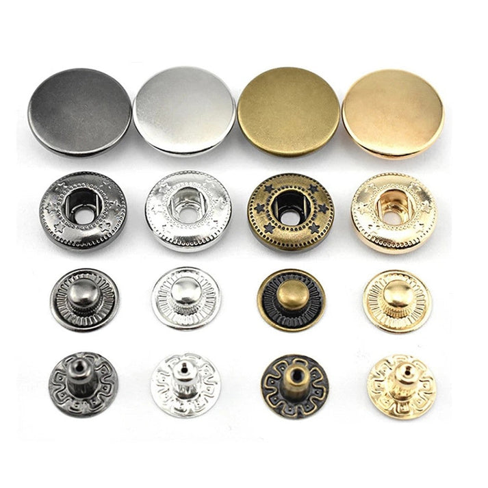 50sets Metal Snap Fastener Press Stud Snaps Button Cap Size  (10mm/12.5mm/15mm)
