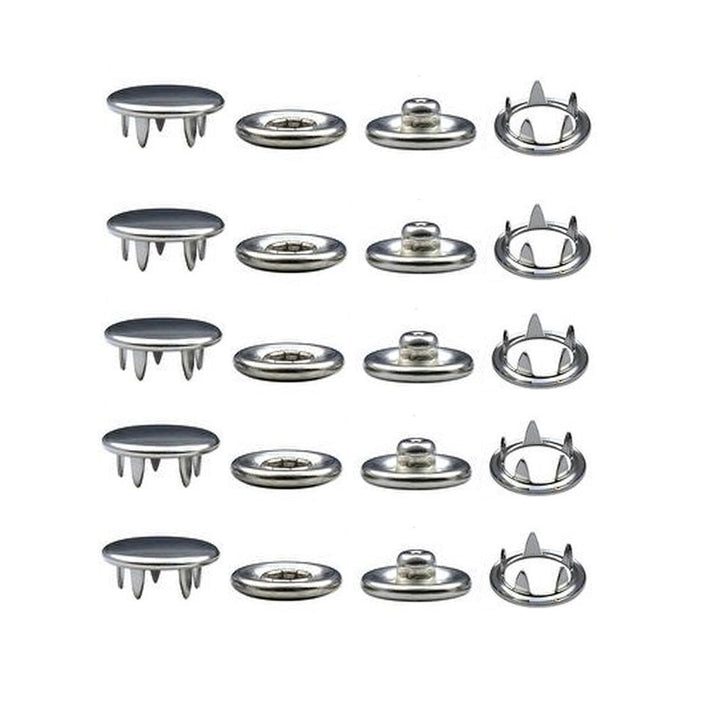 9.5 mm Capped Snap Fastener Baby Dress, Shirt Silver Press Studs - Hobby Trendy