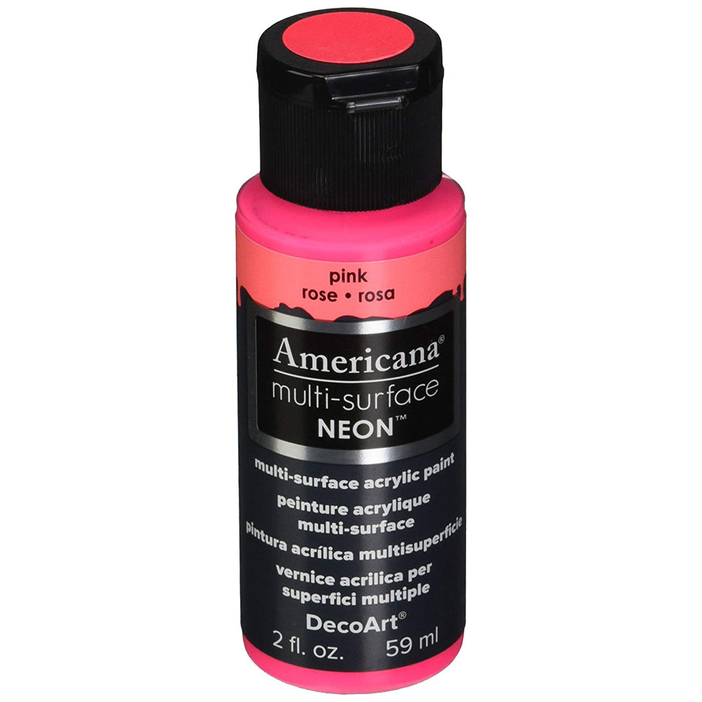 decoart americana multi surface acrylic paint - neon pink - 2 oz